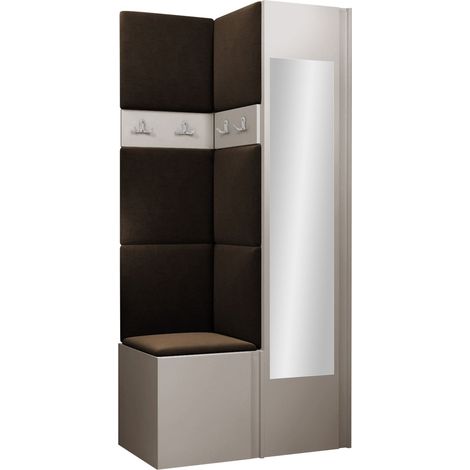 Conjunto para recibidor Pinis XXV, Manila 04, 186x82x46cm, Espejo, Aglomerado laminado, Tapiz, Colocada, Montada en la pared