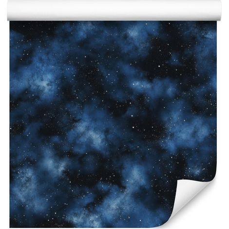 Carta da parati acquerello galassia blu navy per soggiorno e camera da letto 50x1000 cm (1/5)