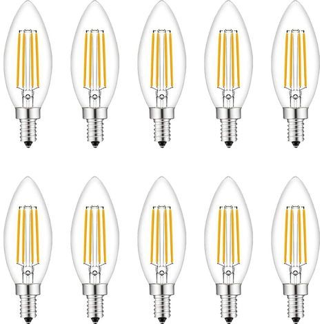 Small Screw in LED Light Bulbs, 10 Pack E14 Candle Bulbs Dimmable, Light Bulbs 40W E14/SES Equivalent, 220V, Warm White 2700K, FanciBuy (1/5)