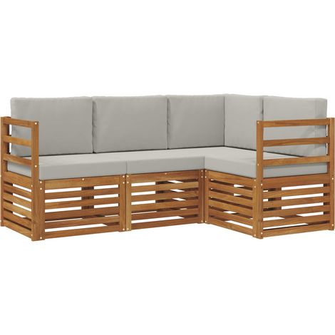 Conjunto de sofás de exterior 4 uds. Gris Natural y Claro vidaXL (1/5)