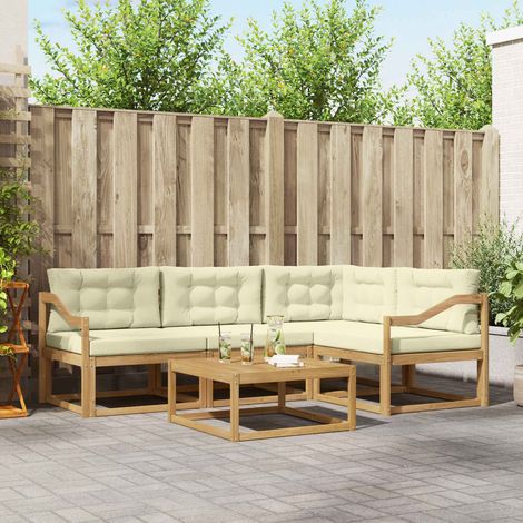 vidaXL Outdoor-Sofagarnitur 5 pcs Weiß und Creme 79 x 79 x 37 cm (1/5)
