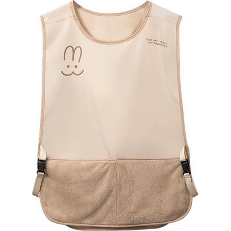 Tablier de cuisine - Tablier style cardigan - Poche pour torchons - Imperméable - Résistant à l'huile - Ajustable - 40 x 70 cm - Taille unique - Kaki (1/5)