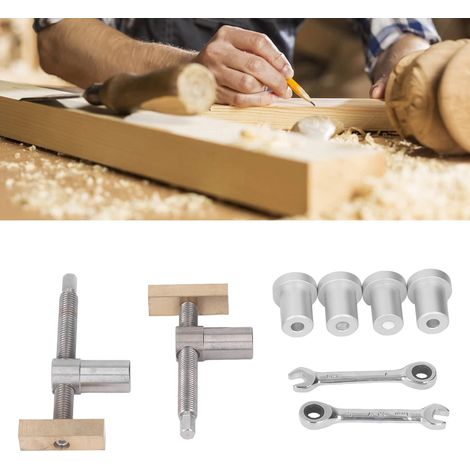 Ensemble d'étau de table pour le travail du bois de 19 mm avec barres de serrage, accessoires de verrouillage et de fixation, et goujons en alliage d'aluminium argenté (1/5)