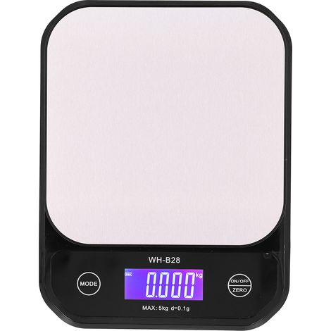 Balance de cuisine électrique étanche rechargeable par USB, 5 kg/0,1 g, noire, avec chargement USB.