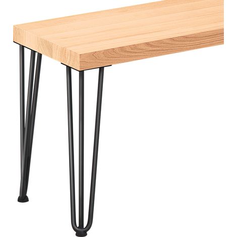LAMO Manufaktur Banc d’entrée 30x140x47 cm (l x L x h), pied en métal modèle Simple Noir / assise en bois couleur naturel, LSB-01-A-002-140-9005S (1/5)