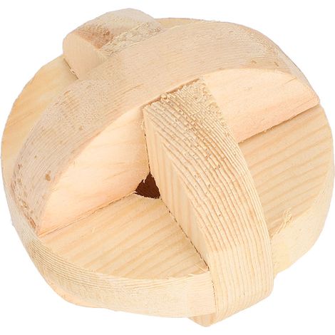 Balle en bois de 6 cm / 2,4 pouces pour hamster, jouet interactif à mâcher et à utiliser comme accessoire pour petit animal de compagnie. (1/5)