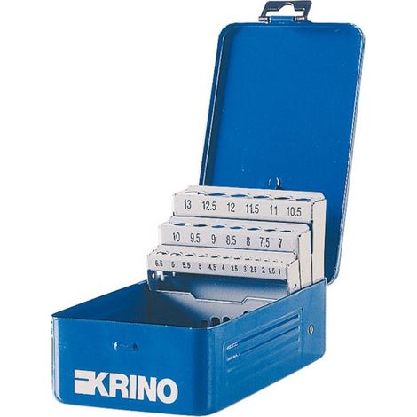 Coffret de 25 pointes hélicoïdales HSS en métal – Pour forets de 1 à 13 mm – Conteneur robuste en métal peint bleu – Krino