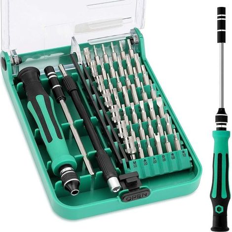 Kit Tournevis de Précision Magnétique 45 en 1 Professionnel Jeu Magnétiques Tournevis Outils de Réparation Pour Portable,ordinateur,lunettes,appareil,macbook,bricolage,montre,jouets,bijoux (1/4)