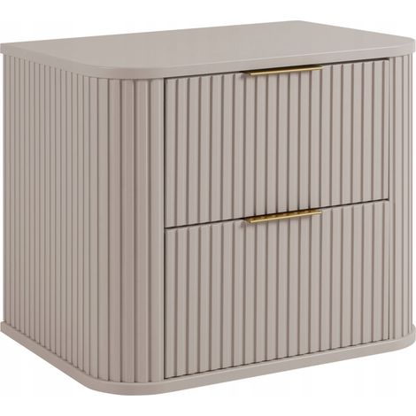 Rodan Waschbeckenunterschrank Elegance 60 cm, Beige Matt und Holz, 41,5 x 60 x 51,7 cm, feuchtraumgeeignet, Badmöbel Unterschrank