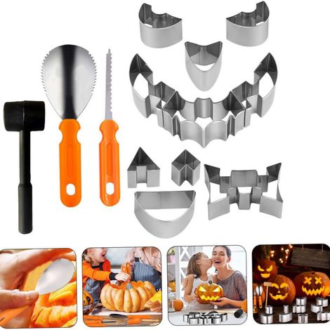 (13 Pièces) Halloween Kit De Sculpture De Citrouille,Outils  Sculpture De Citrouille,Kit Sculpture Citrouille,Kit de sculpture  citrouille d'Halloween (1/5)