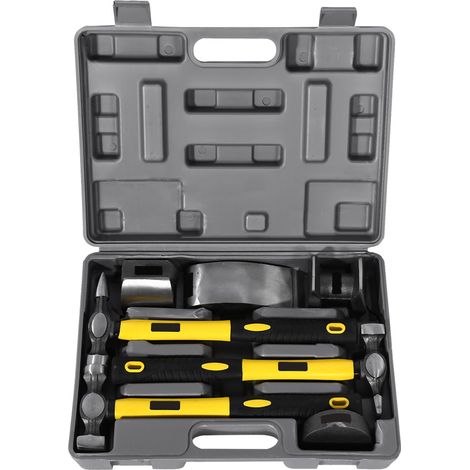 Kit de réparation de carrosserie auto 7 pièces avec marteaux à frapper, poignées et tas à talon (1/5)