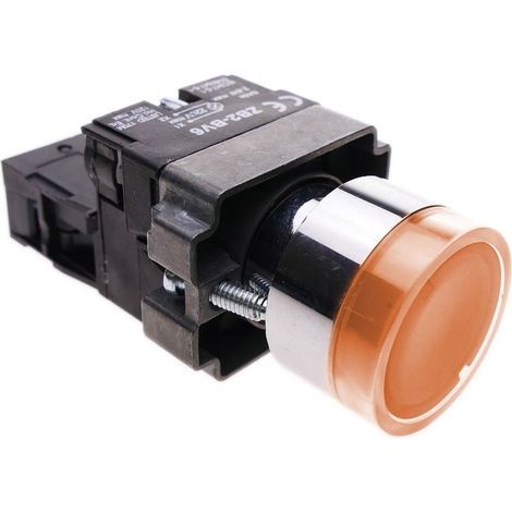 Bouton poussoir momentané 22mm 1NC 400V 10A normalement fermé avec lumière LED orange (1/5)