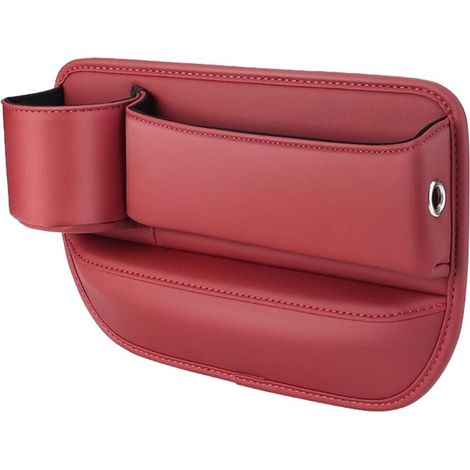 (Siège conducteur) Sac de rangement latéral pour siège auto, sac de rangement pour voiture avec porte-gobelet, sac de rangement pour siège - rouge vin (1/4)