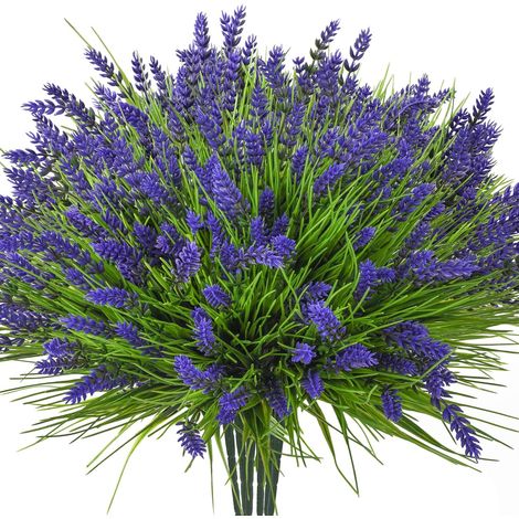 20 bouquets de plantes artificielles d'extérieur, arbustes ressemblant à de la lavande – parfaits pour la décoration de jardin. (1/4)