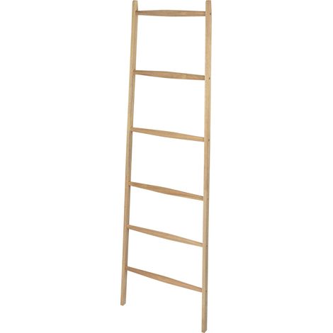 WENKO Handtuchleiter Acina, Maße: 55 x 170,5 x 21 cm, Braun, Holz natur