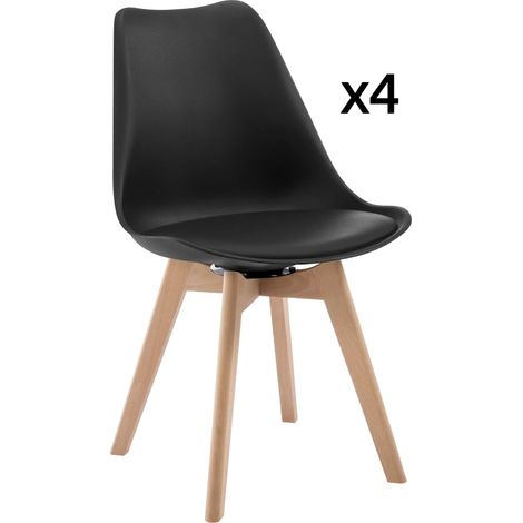 GagaChaise pivotante simili cuir noir lot de 4 (1/5)