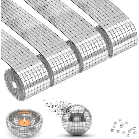 Mosaïque Miroir - 6400 Pièces - Aluminium Plaqué - Autocollant Flexible - Décoration Murale DIY - 5x5mm Argenté (1/5)