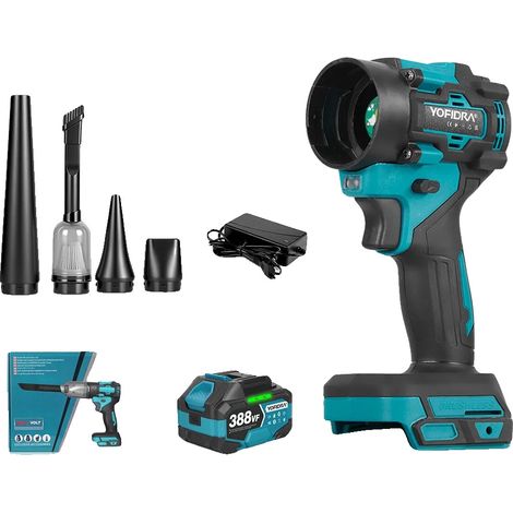 Souffleur d'air électrique, moteur sans balais, fonctionnalité multi-usage, 1xEnsemble de Batteries (1/2)