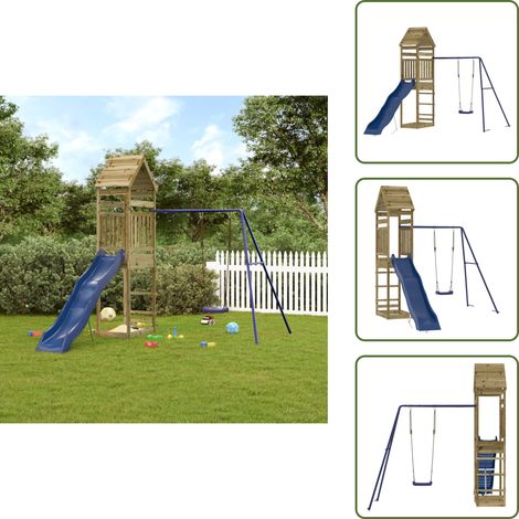 Aire de jeux d'extérieur bois de pin imprégné - Aire De Jeux Extérieur - Jouet Enfant - Jeux De Plein Air - Toboggan - Balançoire (1/5)