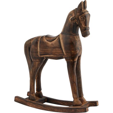 Natural Rocking Horse - Wood - L8 x W25 x H32 cm - Brown