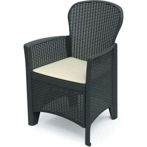 Poltrona da Giardino Componibile in Resina Effetto Rattan Antracite - Folia