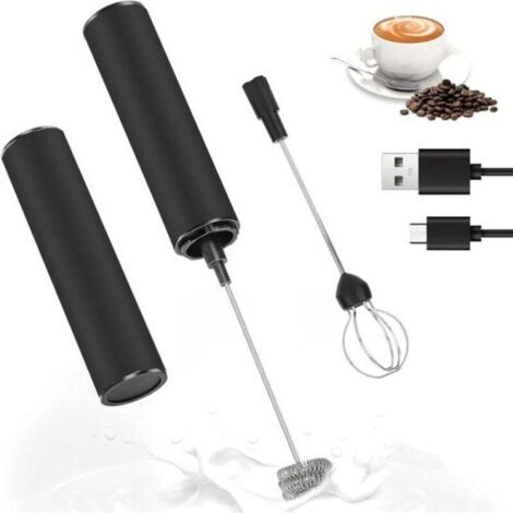 Mousseur à lait électrique rechargeable par USB et 2 vitesses pour café - latte - cappuccino - mocha - macchiato - frappé.