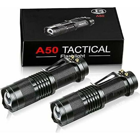 Mini-Taschenlampe, 2-teilige Aluminium-Taschenlampe mit ultraheller LED-Beleuchtung, Clip, 3 Zoom-Modi, IP44 wasserdicht, ideal für Kinder, Camping und Wandern – Geschenkidee (1/5)