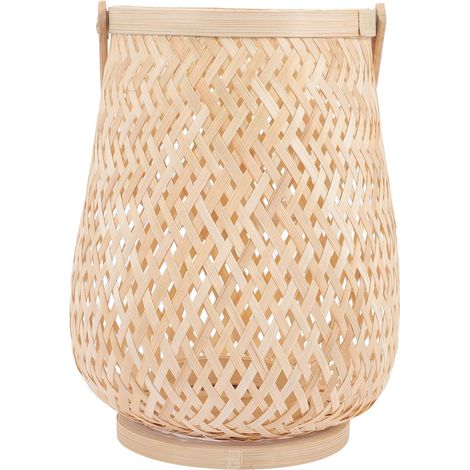 Lanterne Décorative Bougeoirs Décoratifs Poignée Facile à Transporter en Bambou Tressé Design Minimaliste Élégant pour Table pour Bureau ou Salon (1/5)