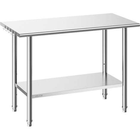 Table travail inox 61 x 122 cm, établi préparation alimentaire, station cuisine commerciale étagère réglable, restaurant garage (1/5)