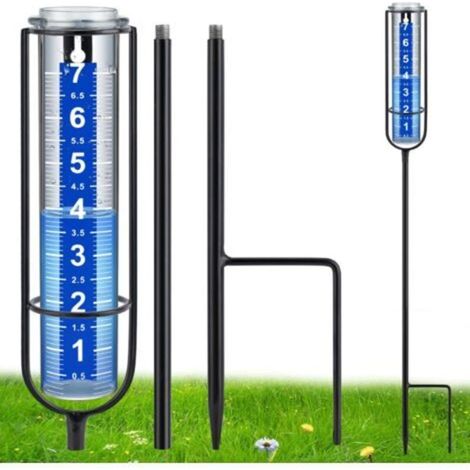 Pluviomètre extérieur, pluviomètre extérieur le mieux noté, jauge de pluie précise pour jardin, tube épais avec piquet, hauteur réglable et grande jauge d'eau pour la pluie