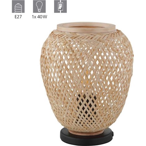 Lampada da Tavolo Dembleby Eglo 1xE27 Nero Legno Naturale (1/5)