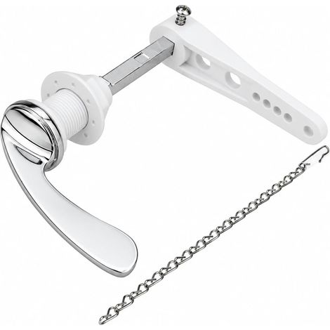 Poignée de chasse d'eau universelle de rechange pour réservoir de WC en métal argenté chromé (1/5)