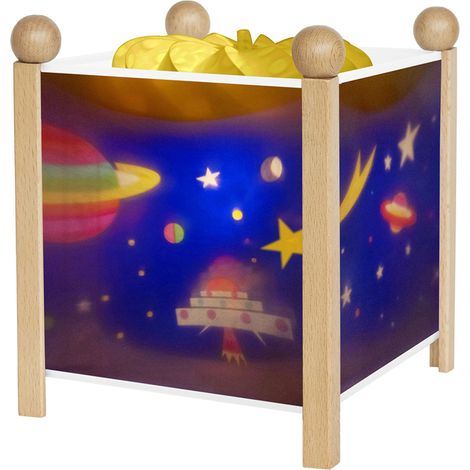 Veilleuse Lanterne Magique Cadeau Enfant Dessin animé Lumière rassurante Couleur Bois Naturel Ampoule 12V 10W inclue Prise Elec. UK