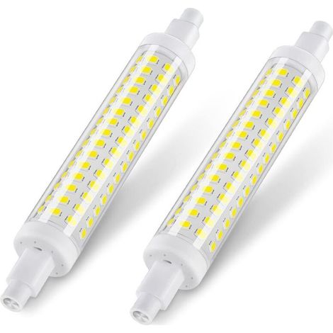 Ampoule LED R7s 118mm, Non-dimmable, Blanc froid 6000K, 10W équivalent 125W lampes halogènes, 1300LM, Culot R7s LED lumière linéaire pour projecteur et applique, 2 Pièces [Classe énergétique E] (1/4)