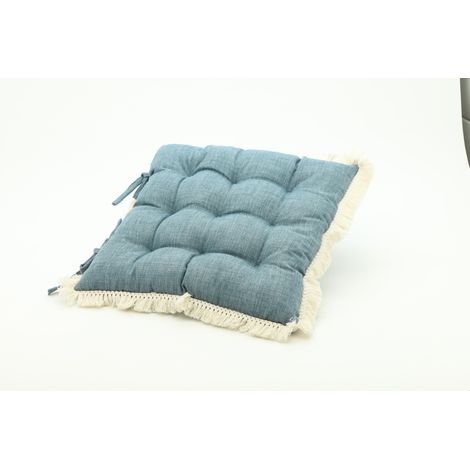 Cojín de silla Fringes 40x40 cm azul jeans