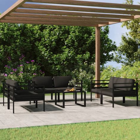 7-tlg. Garten-Lounge-Set mit Kissen Aluminium Anthrazit (1/5)