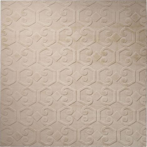 Area Rug Beige Fabric 160 x 160 cm Jacquard Square Shape Accent Rug GANNETT (1/5)