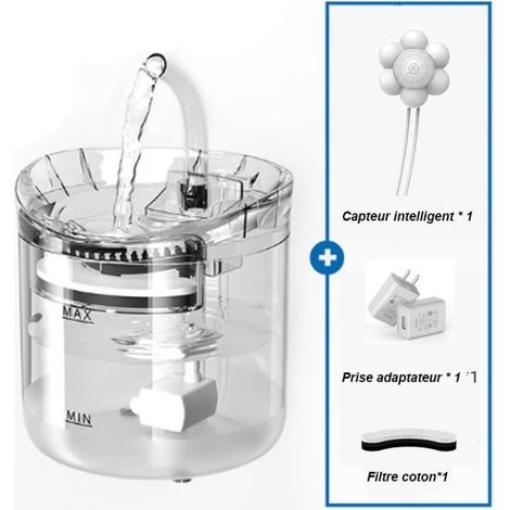 Abreuvoir transparent pour chien et chat avec capteur, abreuvoir avec filtre, filtre de remplacement, capacité 1.5L-YOLISTAR (1/4)
