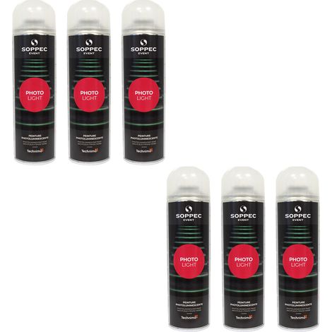 Lot de 6 Bombes PHOTO LIGHT peinture photoluminescente jaune - Soppec (1/5)