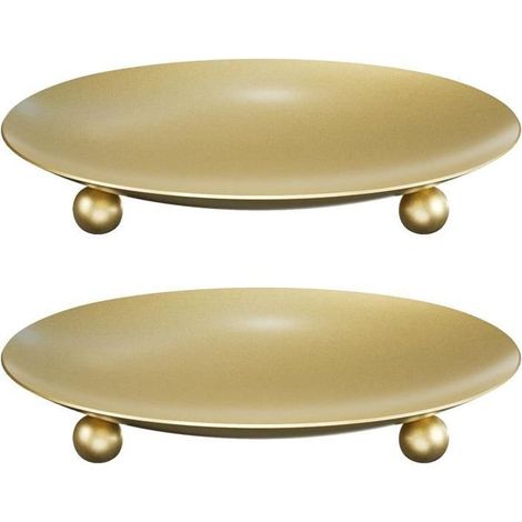 Bougeoirs en fer forgé - Lot de 2 - Doré - Compacts et sobres - Idéaux pour les décorations de fêtes et la décoration intérieure (1/5)