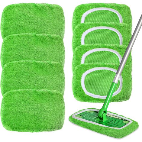 Lot de 6 Chiffons De Sol Humides pour Balai, Lavables Mop de Chiffons de Rechange en Microfibre pour Swiffer, Recharges de Chiffons Humides pour Une Utilisation Humide et Sèche (Vert) (1/5)