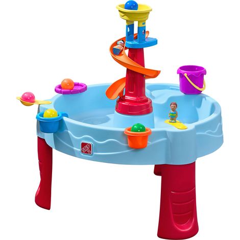 Table d'eau enfant 116,8 x 76,2 x 91,4 cm – 13 accessoires inclus – Toboggan aquatique avec éclaboussures – Plastique durable – Step2