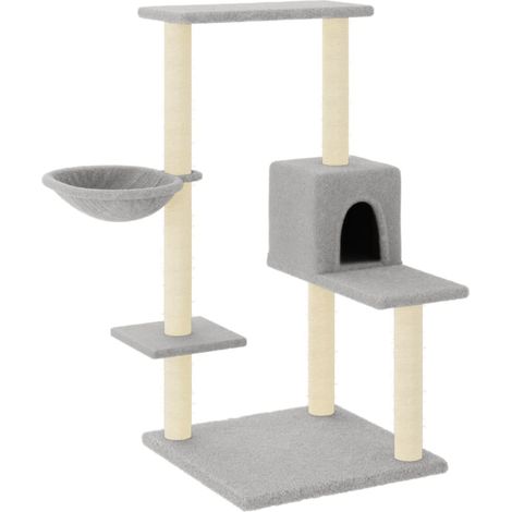 Tiragraffi per gatti Mobili per arrampicata su torre Tiragraffi piattaforma da arrampicata con tiragraffi in sisal leggero 95 cm grigio 020022630