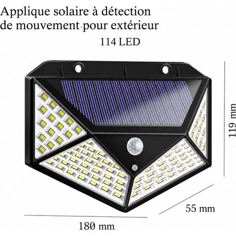 Applique murale solaire extérieure 100 LED 4 faces 3 modes batterie 400 100led 400 14 × 6 × 10 cm 500 g – Livraison gratuite