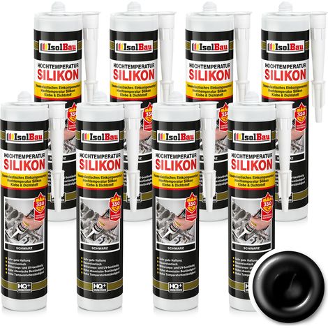 IsolBau Silicona de Alta Temperatura 350 °C Negro Hochtemperatursilikon 8 x 300 ml (1/5)