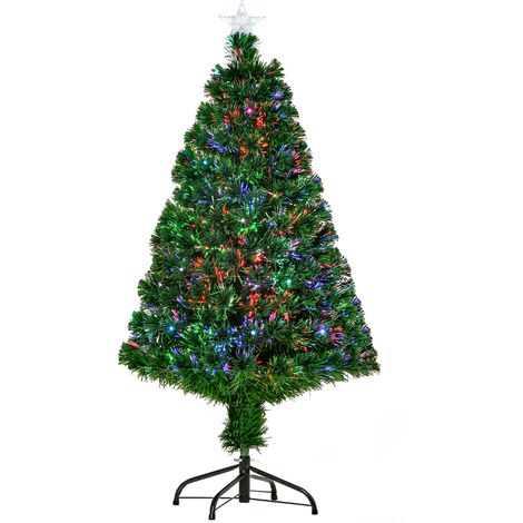 120 cm großer Glasfaser-Weihnachtsbaum, künstlicher Baum mit 16 LED-Lichtern in 3 Farben und PVC-Zweigen (1/5)