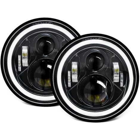 Phare LED H4 7 pouces, lot de 2, étanche IP67, avec feux de jour, clignotants, feux de croisement/route, 180 W, 18 000 lm, boîtier en aluminium moulé sous pression, pour voiture, moto et camion. (1/3)
