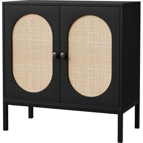 Sideboard mit Rattantüren Schwarz 80x40x82 cm (1/5)