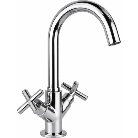 Grifo de lavabo de un solo orificio con manetas cruzadas cromadas Gattoni Taolos 1530015C0  Cromo (1/5)