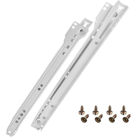 Lot de 2 guides coulissants 300 mm - Lot de 2 rails de tiroir - Système de rail - Tiroir - Extension partielle - Blanc - Avec matériel de fixation (1/5)